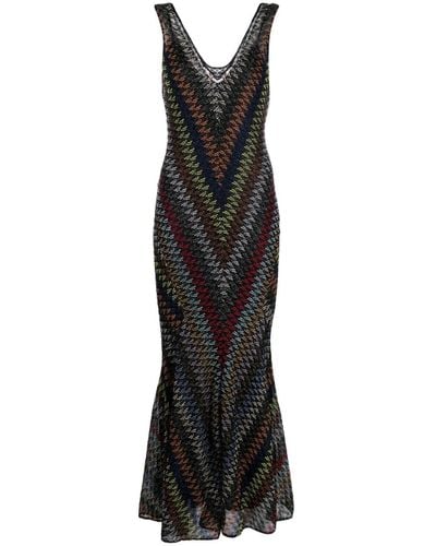 Missoni Gehaakte Maxi-jurk Met Zigzag Patroon - Zwart