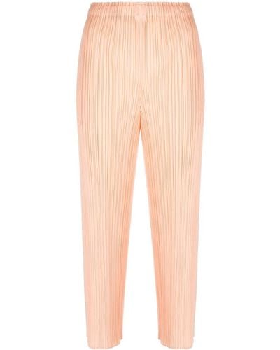 Issey Miyake Plissé-effect Cropped Trousers - Natural