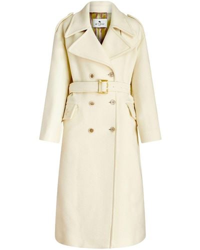 Etro Belted-waist Double-breasted Coat - Natural