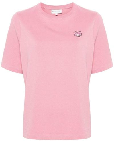 Maison Kitsuné T-Shirt mit Fuchs-Motiv - Pink