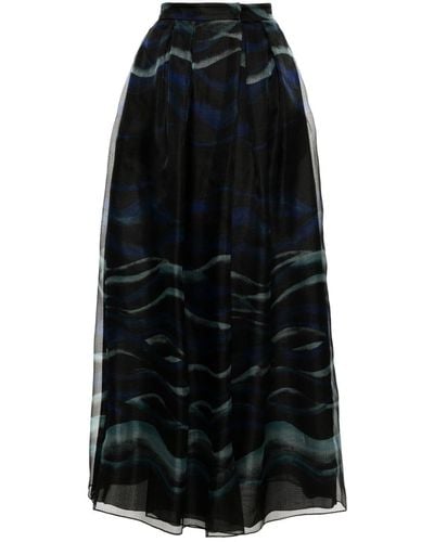 Giorgio Armani Abstract-print Wrap Midi Skirt - Zwart