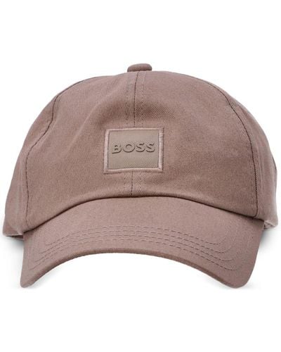 BOSS Logo-appliqué Cotton Cap - Brown