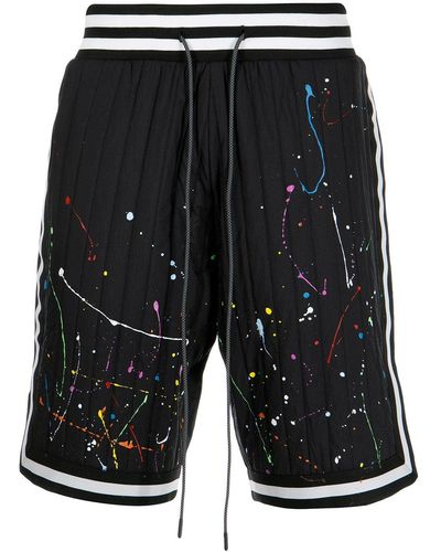 Mostly Heard Rarely Seen Quilted Paint-splatter Shorts - Black