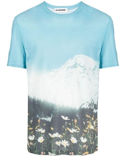 Jil Sander Graphic-print Cotton T-shirt - Blue