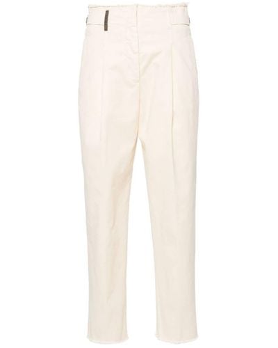 Peserico Frayed-brim Cropped Trousers - White