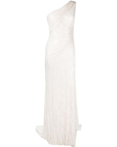 Jenny Packham Robe asymétrique Oline brodée de sequins - Blanc