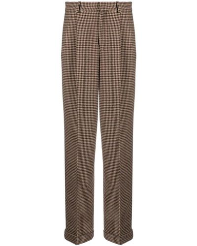 Polo Ralph Lauren Pantalon plissé à motif pied-de-poule - Marron