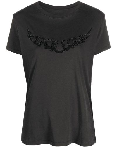 Zadig & Voltaire Walk Peace And Love Embellished T-shirt - Zwart