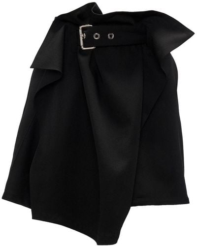 JW Anderson Asymmetric Draped Wool Mini Skirt - Black