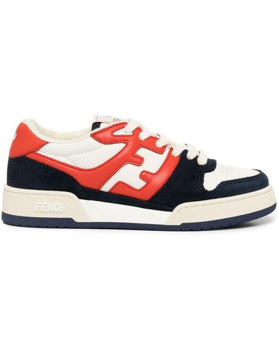 Fendi Match Panelled Suede Low-top Trainers - Red