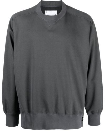 Sacai Sweatshirt mit Logo-Schild - Grau