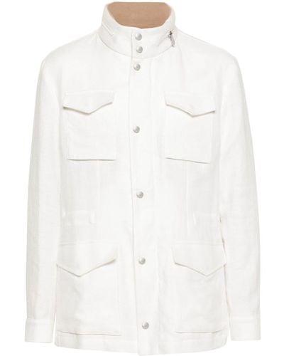 Eleventy Linen Field Jacket - White