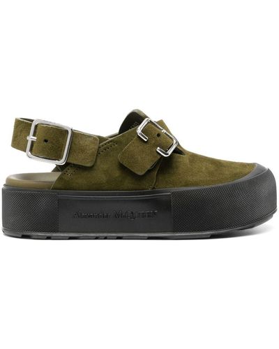 Alexander McQueen Suede 55mm Buckled Sandals - Green