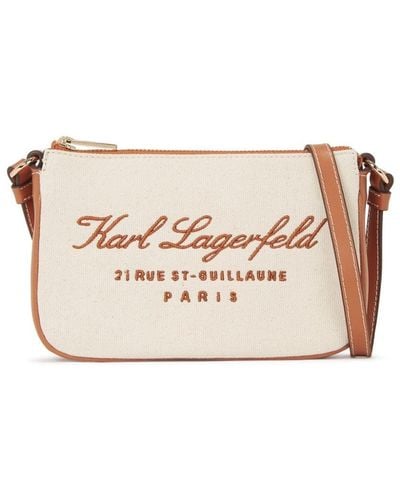 Karl Lagerfeld Hotel Karl Canvas Clutch Bag - Natural