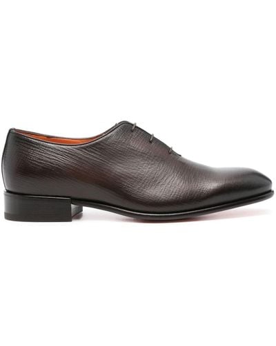 Santoni Textured Leather Oxford Shoes - Brown