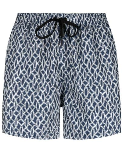Tagliatore Abstract-pattern Swim Shorts - Blue