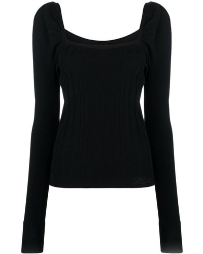 Karl Lagerfeld Lightweight Puff Sleeve Jumper - Black