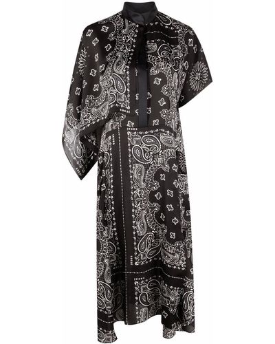 Sacai バンダナパターン ドレス - ブラック