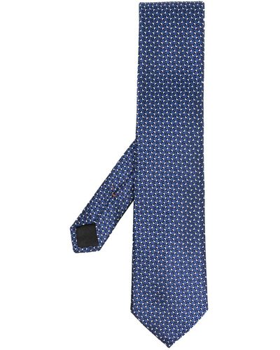 Zegna Embroidered Silk Tie - Blue
