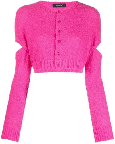 Undercover Cut-out Detail Cropped Cardigan - Pink
