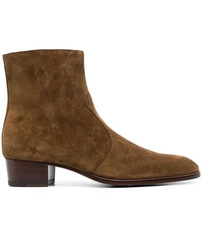 Saint Laurent Wyatt Zipped Boots - Brown