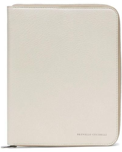 Brunello Cucinelli Zip-up Leather Case - White