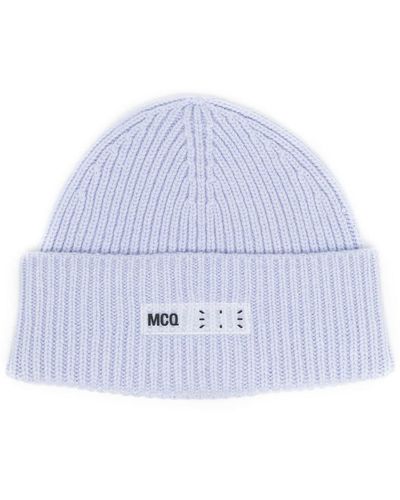 McQ Logo-print Ribbed-knit Beanie - White