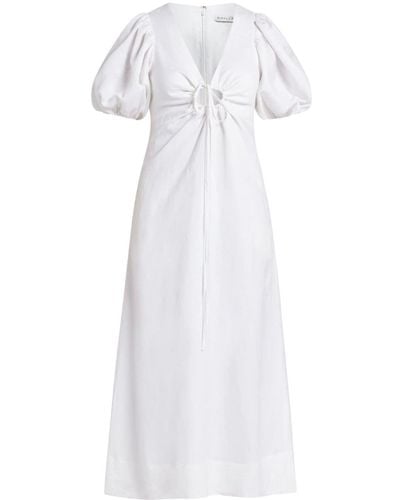 Shona Joy Keyhole-embellished Midi Dress - White