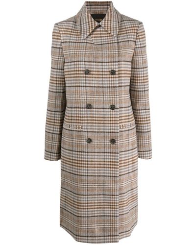 Maje Checked Double-breasted Coat - Grey