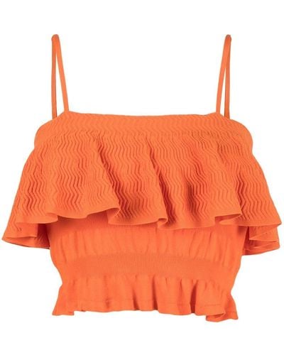 Solid & Striped Bikinitop Met Zigzagpatroon - Oranje