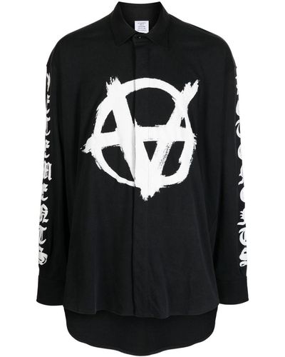 Vetements Anarchy-logo Cotton T-shirt - Black