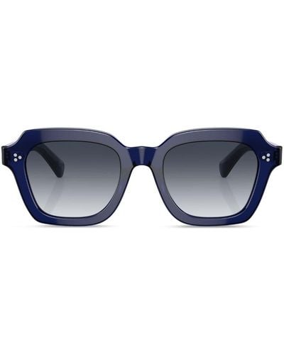 Oliver Peoples Sonnenbrille mit eckigem Gestell - Blau