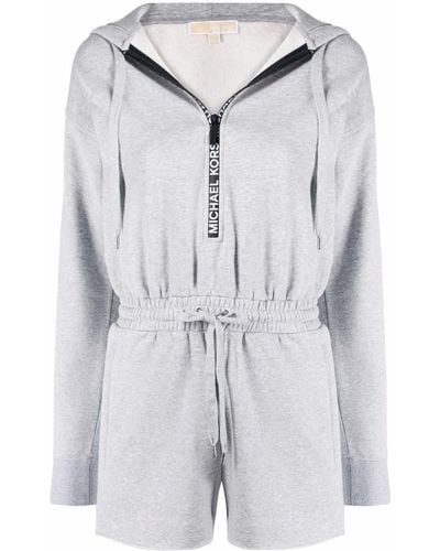 MICHAEL Michael Kors Zip-up Hooded Playsuit - Gray