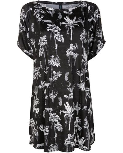 Lygia & Nanny Allat Botanical-print Tunic Dress - Black