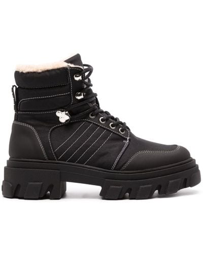 Ganni Faux-shearling-lined Hiking Boots - Black