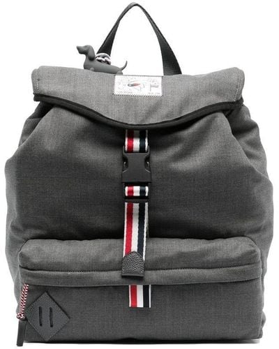 Thom Browne Rwb Stripe Wool Backpack - Black
