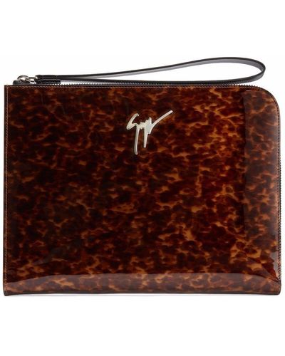 Giuseppe Zanotti Clutch Fabian con effetto tartarugato - Marrone