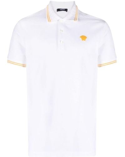 Versace Polo Shirt With Medusa Face, - White