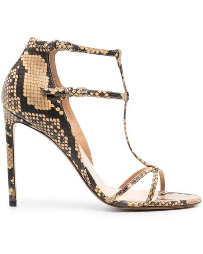 Francesco Russo Sandalen Met Slangenleer-effect - Metallic