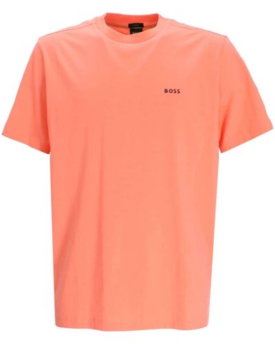 BOSS T-shirt en coton à logo imprimé - Orange