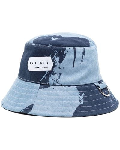 Stain Shade Logo-patch Bucket Hat - Blue