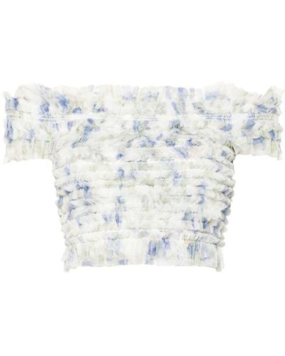 Needle & Thread Summer Posy Off-shoulder Top - White