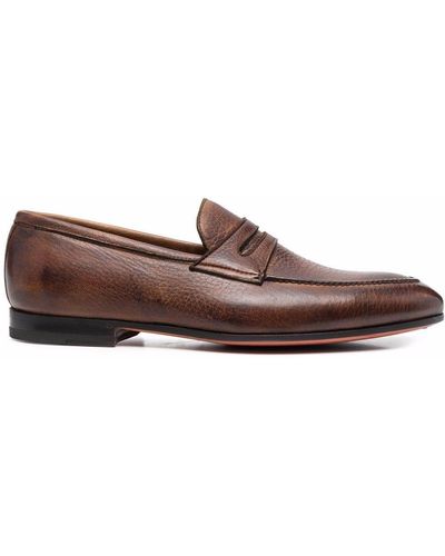 Bontoni Principe Leather Slip-on Loafers - Brown