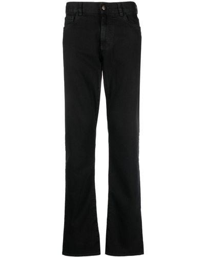 Canali Logo-patch Slim-fit Trousers - Black