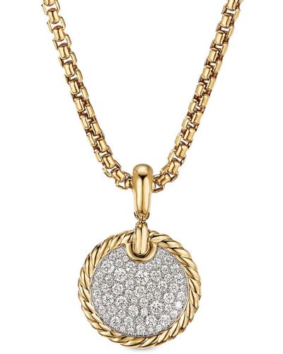 David Yurman Pendentif DY Elements Disc en or 18ct serti de diamants - Métallisé