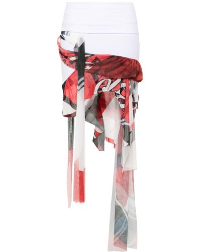 OTTOLINGER Mesh Asymmetric Midi Skirt - Rood