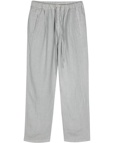 Massimo Alba Linen Chambray Tapered Trousers - Grey