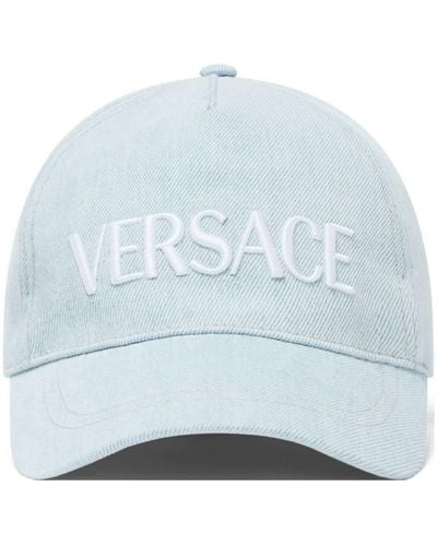 Versace Logo-embroidered Denim Cap - Grey