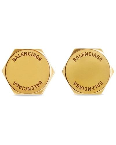 Balenciaga Logo-engraved Swivel Earrings - Metallic