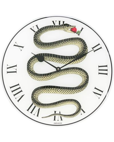 Fornasetti Horloge murale à imprimé serpent - Métallisé